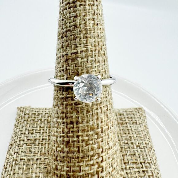 Vintage 925 Sterling Silver Solitaire CZ Cocktail Ring Retro Glam Minimalist - Picture 4 of 6